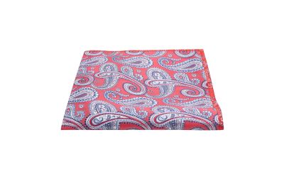 Red with Blue Paisley Pocket Square