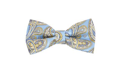Blue with Gold Paisley Bow Tie