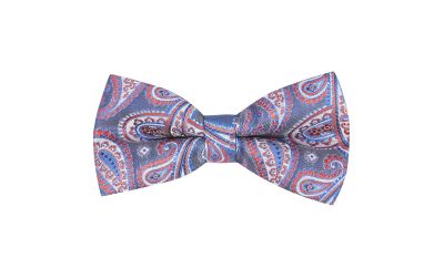 Blue with Red Paisley Bow Tie
