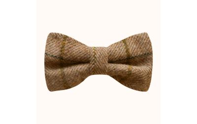 Peanut Brown Herringbone Check Bow Tie
