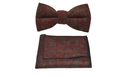 Arabic Dark Amber Pattern Bow Tie & Pocket Square Set