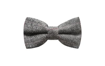 Luxury Herringbone Pewter Grey Bow Tie