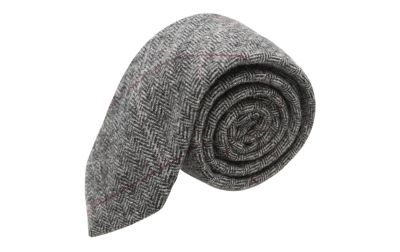 Luxury Herringbone Pewter Grey Tie