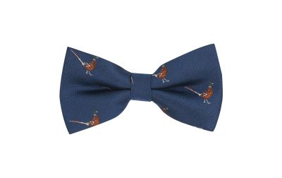 Navy Blue Herringbone Pheasant Bow Tie
