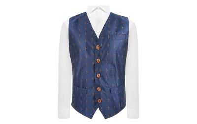 Navy Blue Herringbone Pheasant Waistcoat