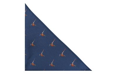 Navy Blue Herringbone Pheasant Pocket Square