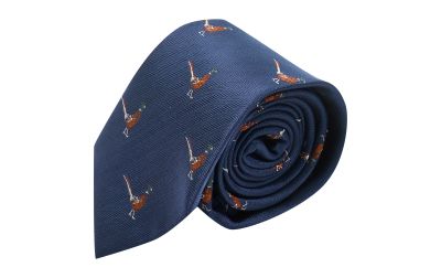 Navy Blue Herringbone Pheasant Tie