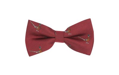 Burgundy Red Herringbone Pheasant Bow Tie