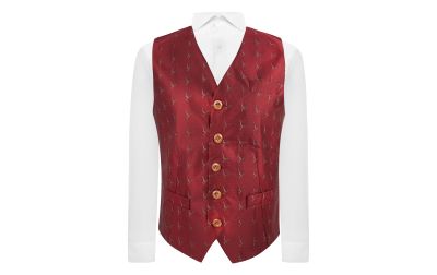 Burgundy Red Herringbone Pheasant Waistcoat