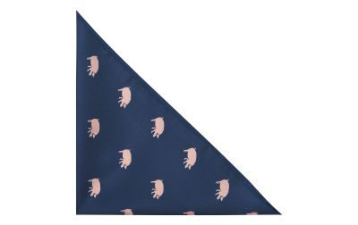 Navy Blue Pig Embroidered Pocket Square