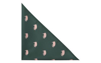 Dark Green Pig Embroidered Pocket Square