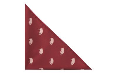 Burgundy Red Pig Embroidered Pocket Square
