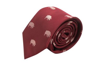 Burgundy Red Pig Embroidered Tie