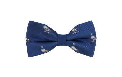 Navy Blue Pigeon Herringbone Bow Tie