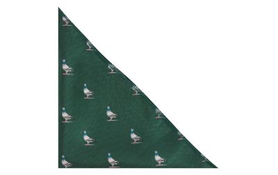 Dark Green Pigeon Herringbone Pocket Square