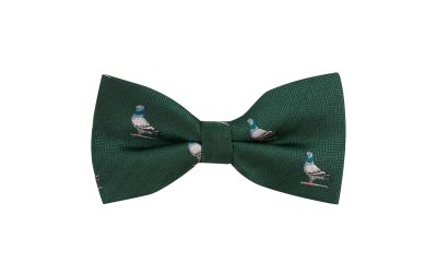Dark Green Pigeon Herringbone Bow Tie