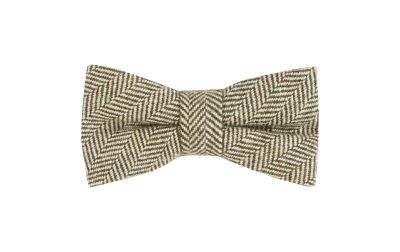 Pine Green Herringbone Wool Bow Tie
