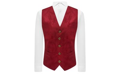 Chilli Red Suede Waistcoat