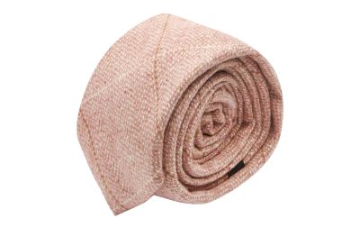 Pink Herringbone Windowpane Check Tweed Tie