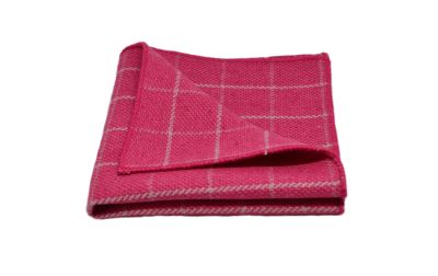 Fuschia Pink Birdseye Check Pocket Square