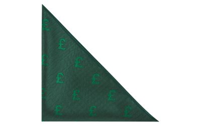 Dark Green British Pound Herringbone Pocket Square