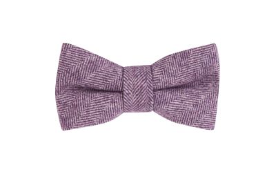 Purple Herringbone Wool Bow Tie