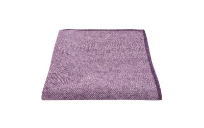 Purple Herringbone Wool Pocket Square