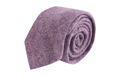 Purple Herringbone Wool Tie
