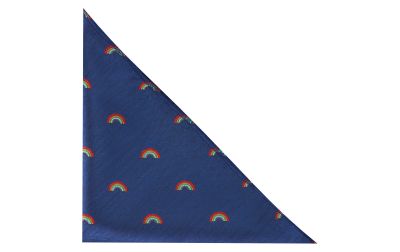 Navy Blue Rainbow Herringbone Pocket Square