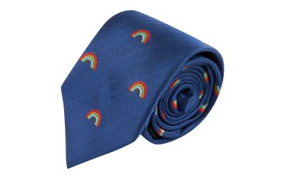 Navy Blue Rainbow Herringbone Tie
