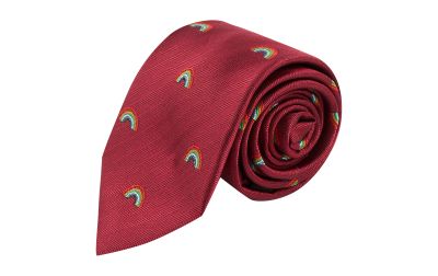Burgundy Red Rainbow Herringbone Tie