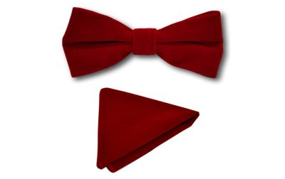 Red Velvet Bow Tie & Pocket Square Set