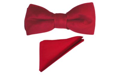 Rosso Red Velvet Bow Tie & Pocket Square Set
