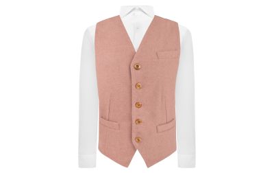 Salmon Pink Woven Wool Waistcoat