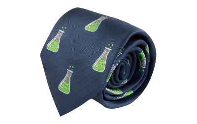 Navy Blue Science Conical Flask Herringbone Tie