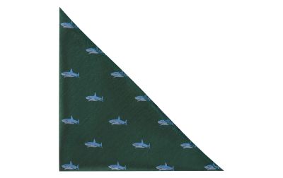 Dark Green Shark Herringbone Pocket Square