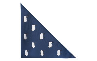 Navy Blue Sheep Embroidered Pocket Square
