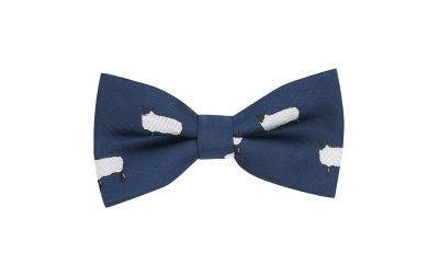 Navy Blue Sheep Embroidered Bow Tie