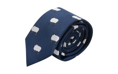 Navy Blue Sheep Embroidered Tie