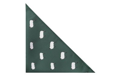 Dark Green Sheep Embroidered Pocket Square