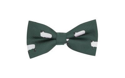 Dark Green Sheep Embroidered Bow Tie