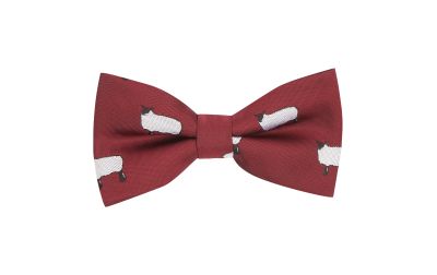 Burgundy Red Sheep Embroidered Bow Tie