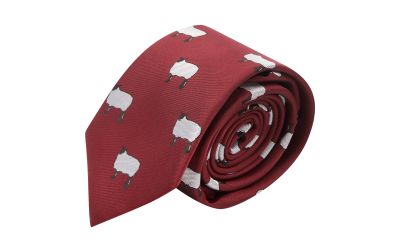 Burgundy Red Sheep Embroidered Tie
