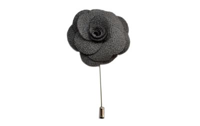 Dark Silver Grey Flower/Rose Lapel Pin