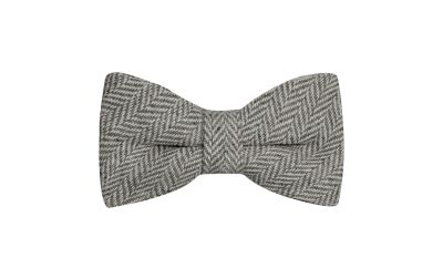 Silver Grey Herringbone Bow Tie