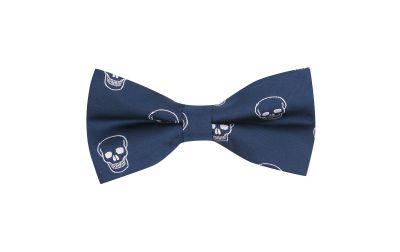 Navy Blue Skull Embroidered Bow Tie