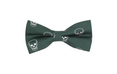 Dark Green Skull Embroidered Bow Tie