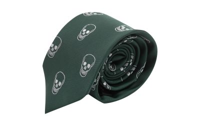 Dark Green Skull Embroidered Tie