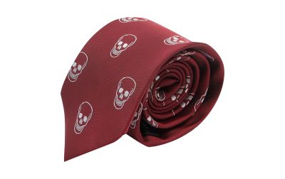 Burgundy Red Skull Embroidered Tie