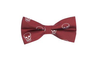 Burgundy Red Skull Embroidered Bow Tie